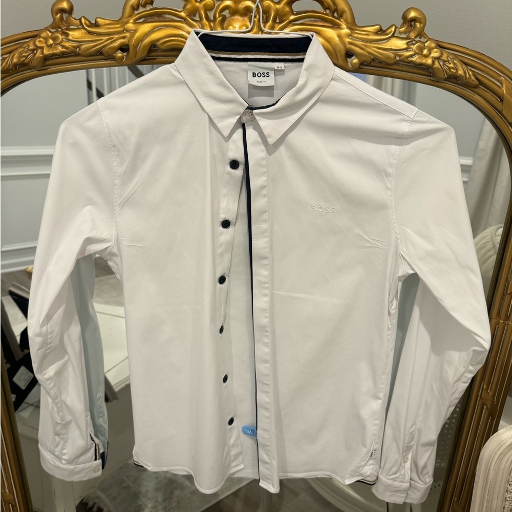Teen boy BOSS white button up shirt